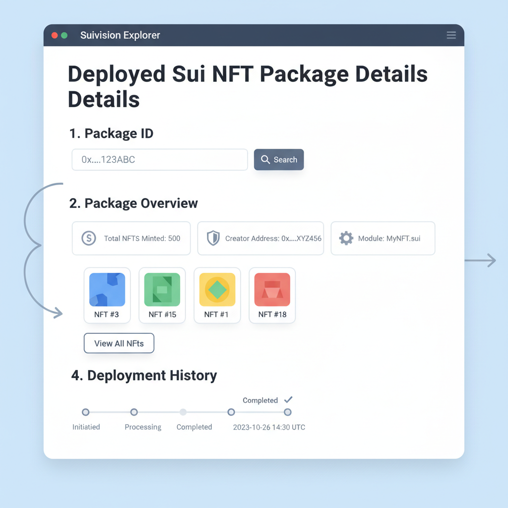 Suivision explorer webpage displaying deployed Sui NFT package details