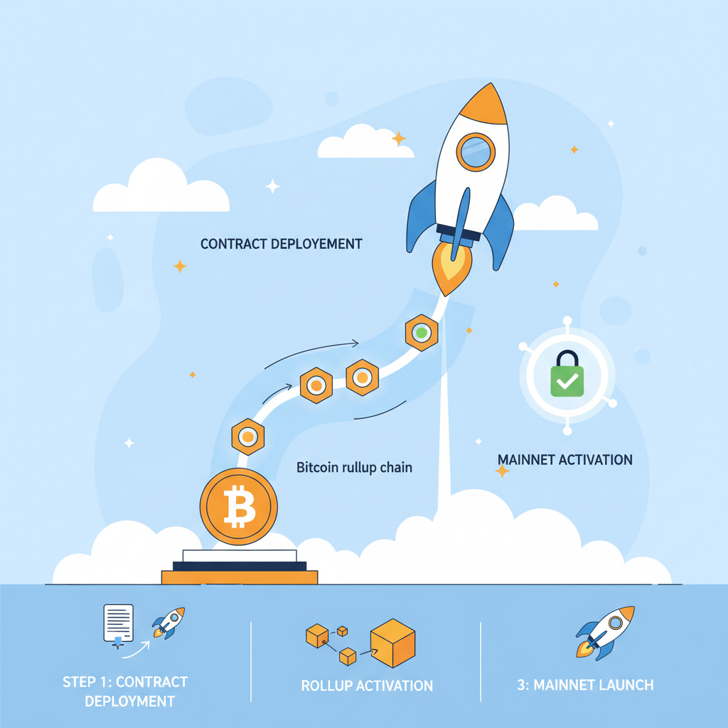 rocket launching contract to Bitcoin rollup chain, mainnet activation