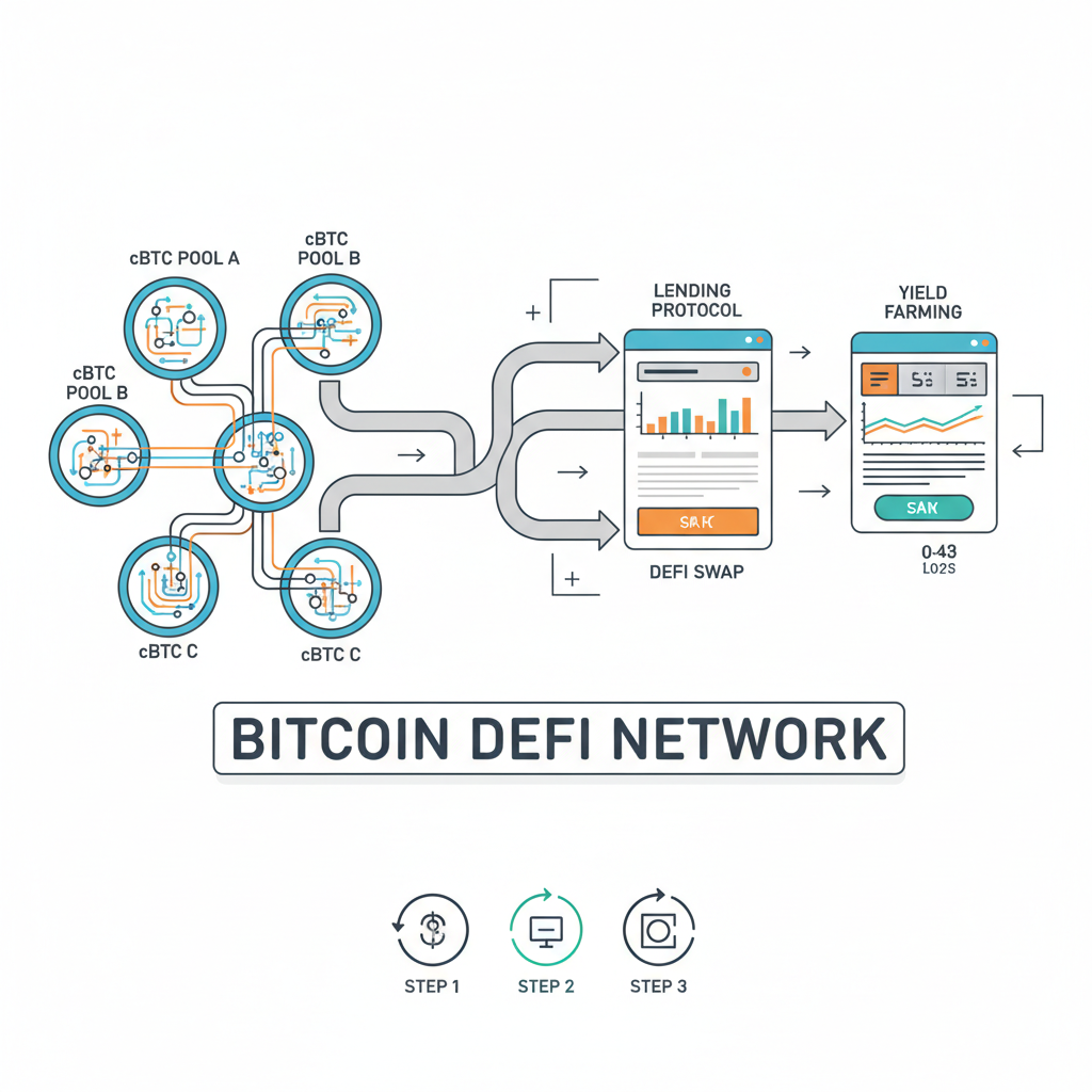 cBTC liquidity pools flowing into dApp interfaces, Bitcoin DeFi network