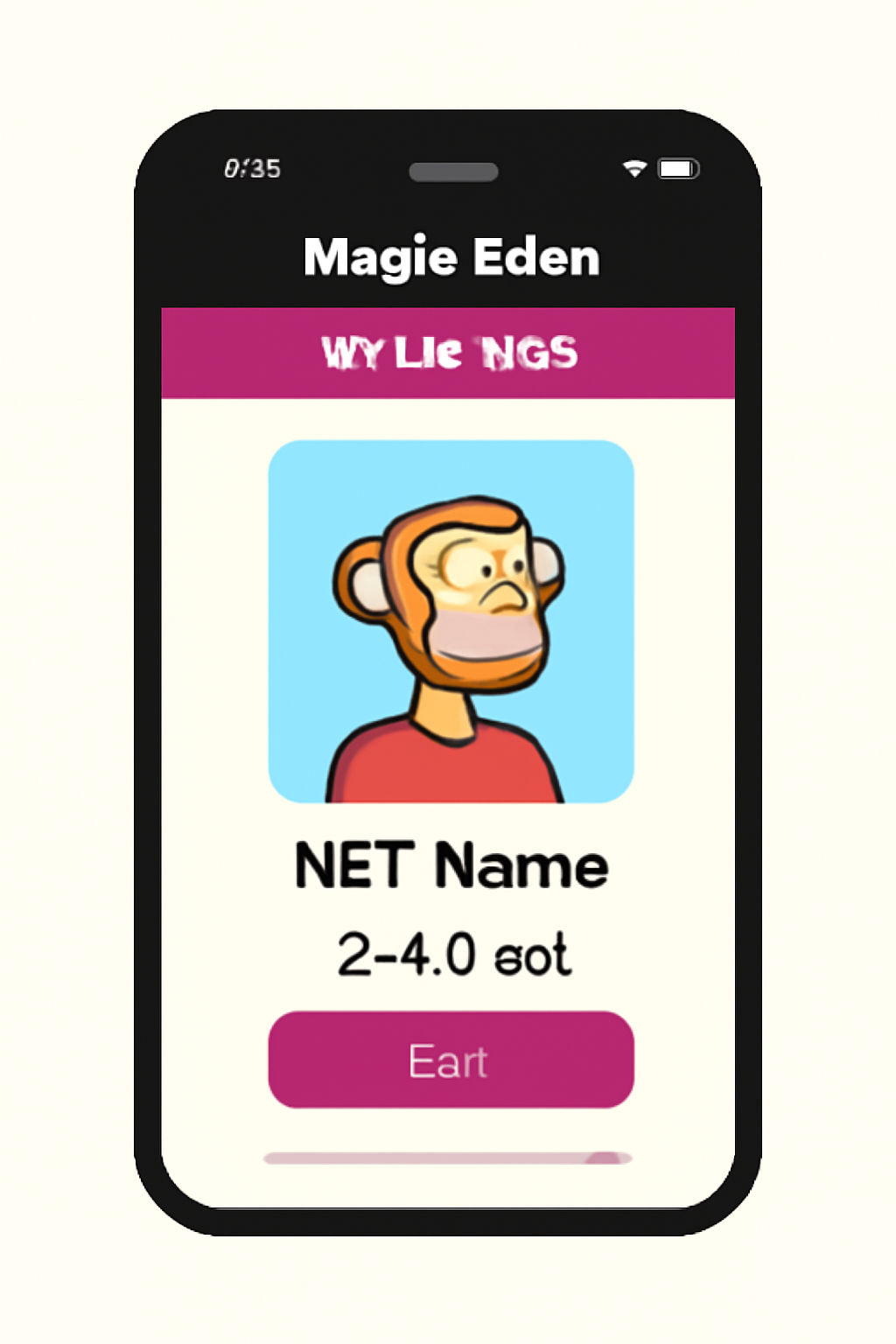 Magic Eden mobile my listings page with NFT