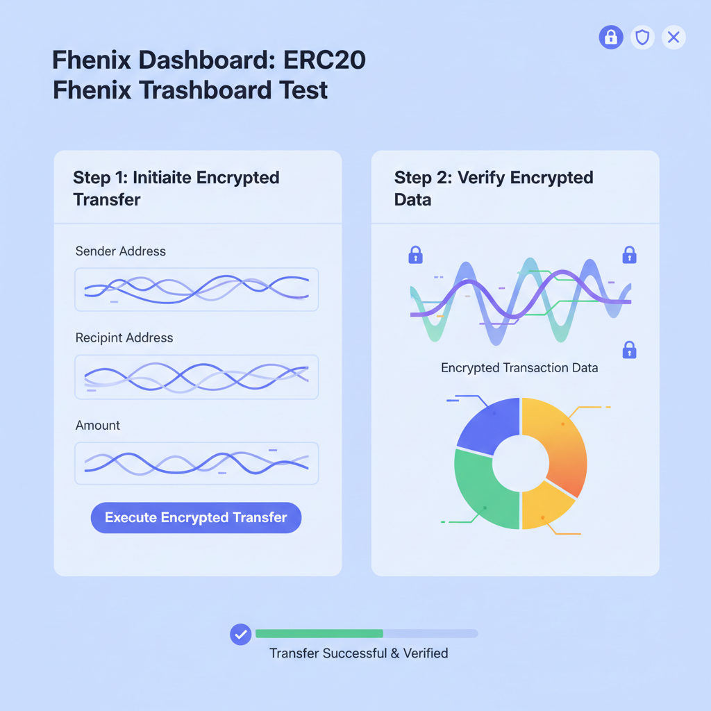 testing ERC20 transfers on Fhenix dashboard, encrypted waveforms and charts