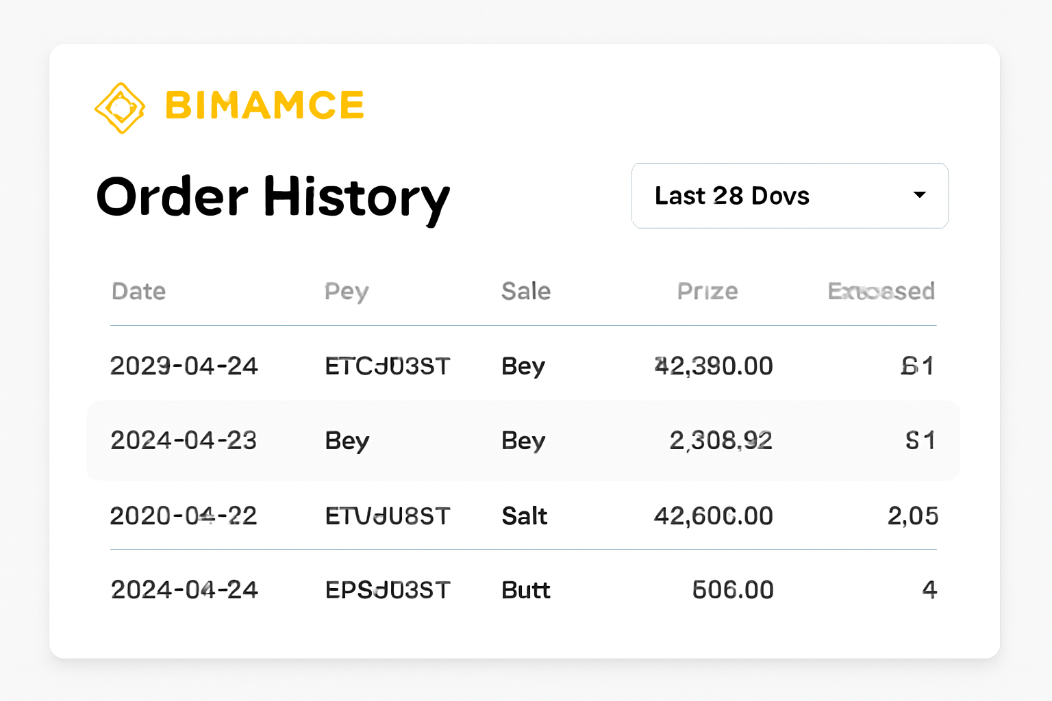 Binance order history page showing recent trades, highlighted executed order, clean and informative layout