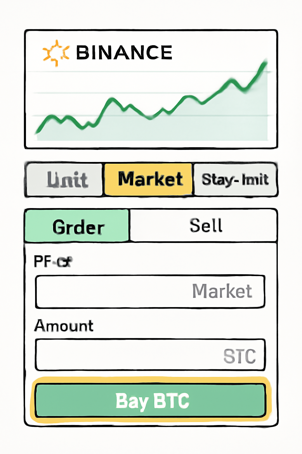 A close-up of the Binance order placement section with the 'Market' tab selected and highlighted.