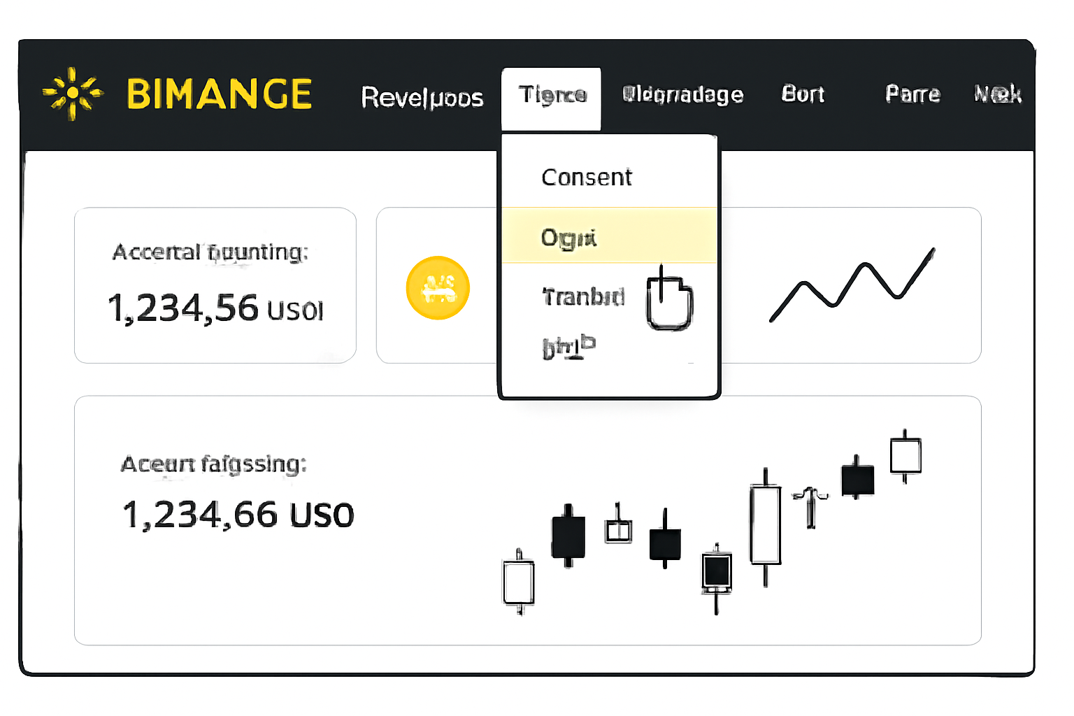 Binance dashboard with cursor hovering over 'Trade' and 'Spot' highlighted in the dropdown menu, clean interface, easy navigation