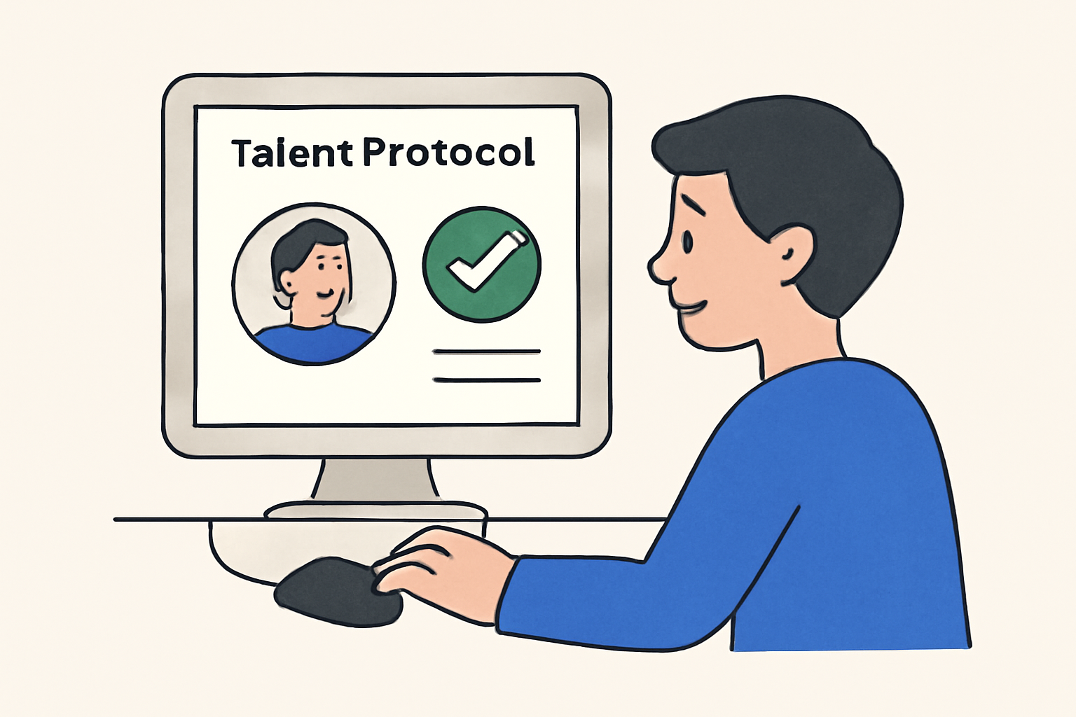 A user completing a human verification process on Talent Protocol, with a checkmark badge appearing on their profile.