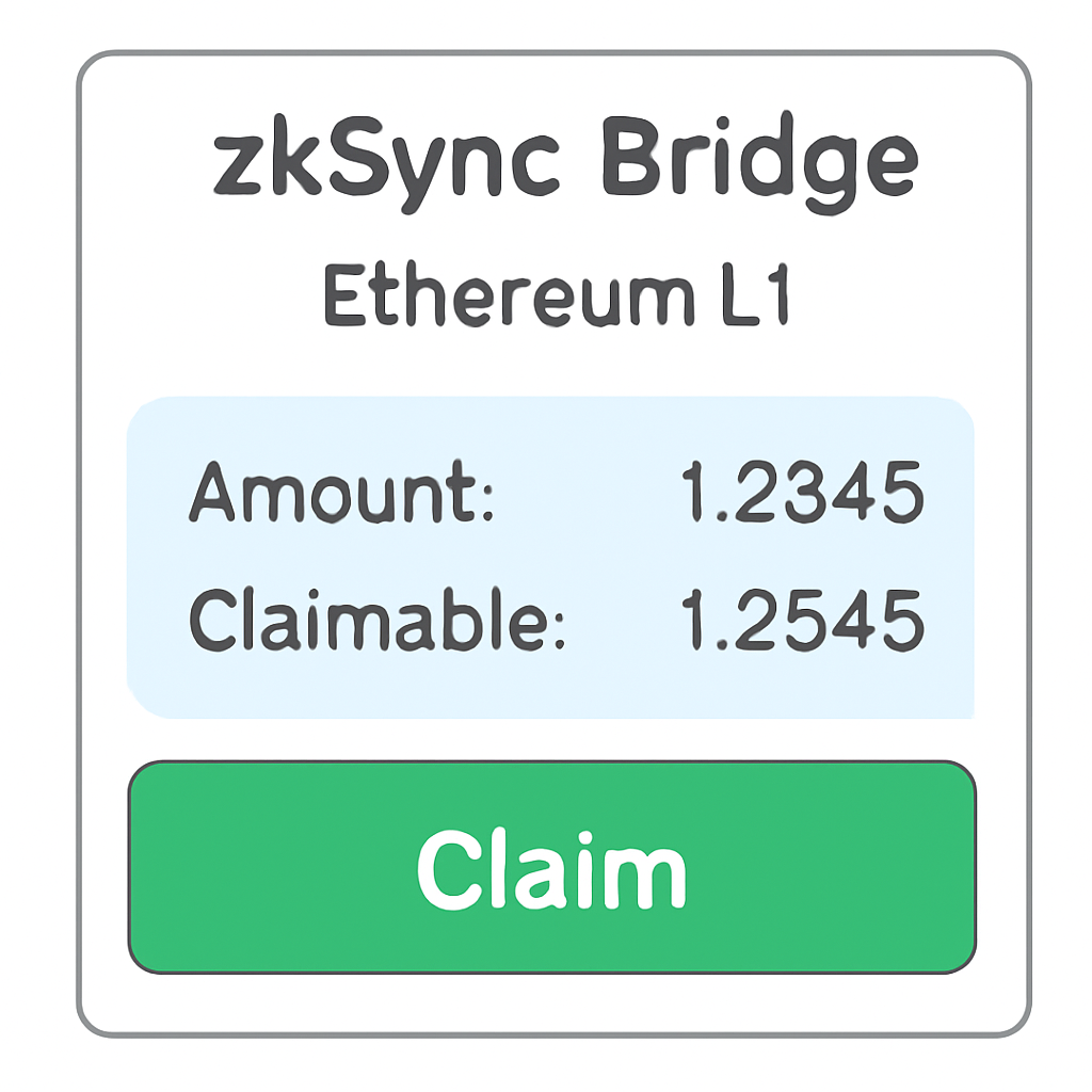 zkSync bridge claim button enabled on Ethereum L1 interface