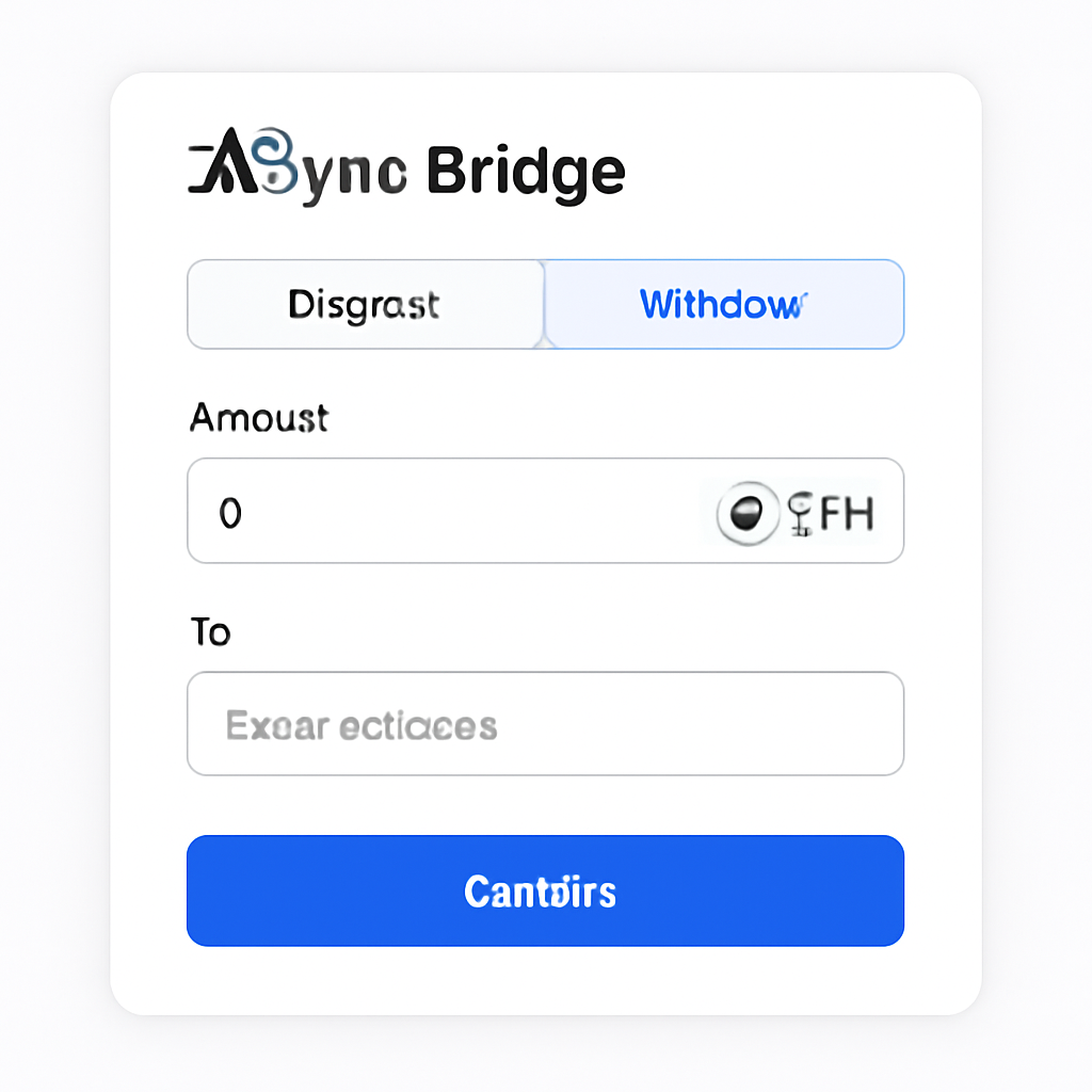 zkSync bridge UI withdraw tab with token selection and confirm button