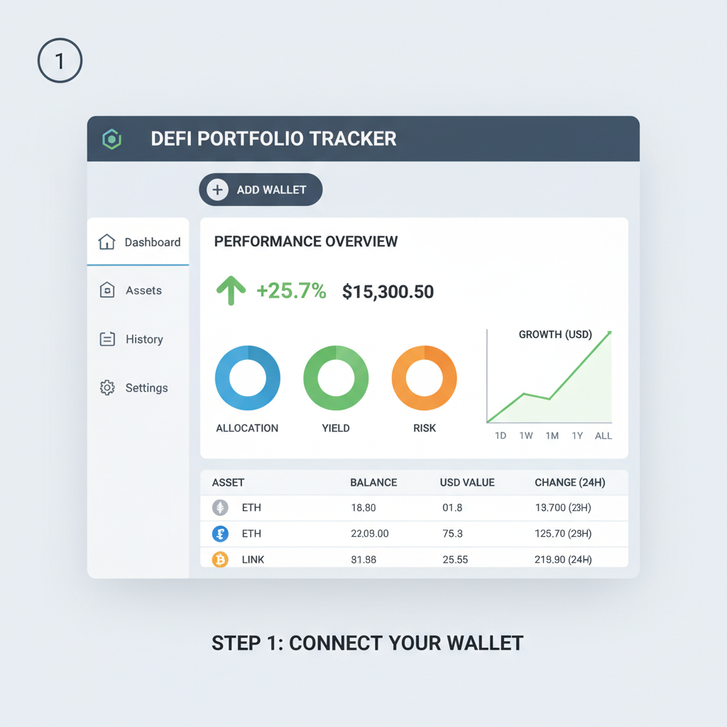 real-time DeFi portfolio tracker with performance metrics