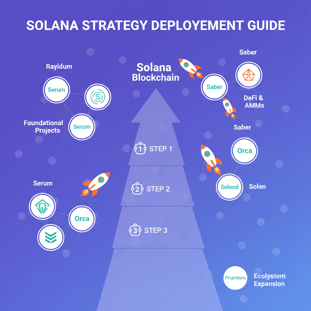 strategic map with rocket icons over Solana blockchain projects