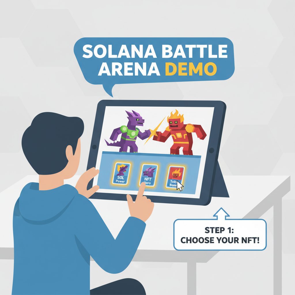 player engaging in Solana NFT game demo battle scene