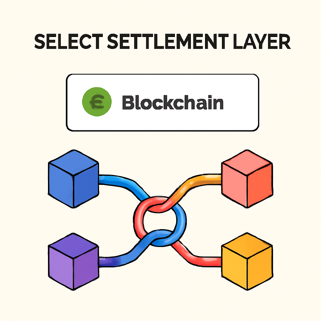 blockchain settlement layer selection interface, interconnected chains, vibrant links