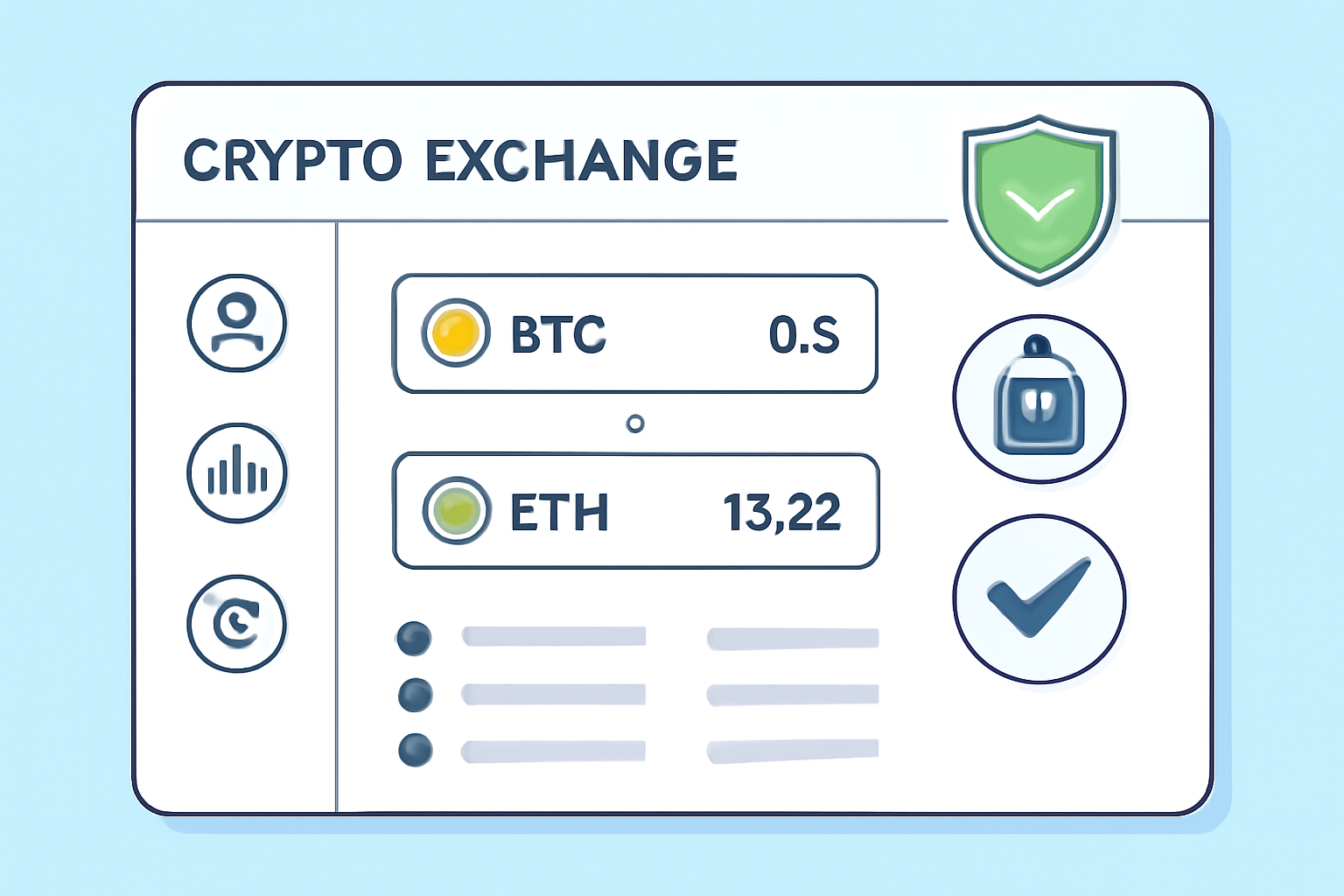 A modern, secure digital crypto exchange interface with security badges and user-friendly design.