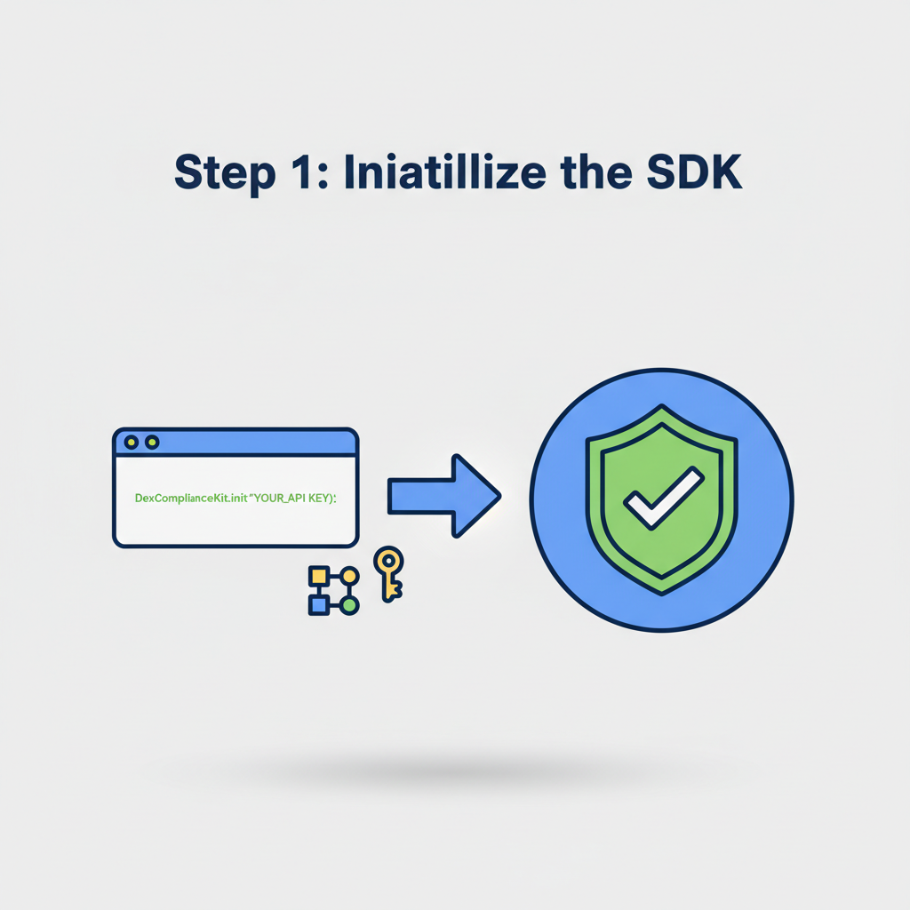 javascript code snippet initializing DexComplianceKit SDK with API key