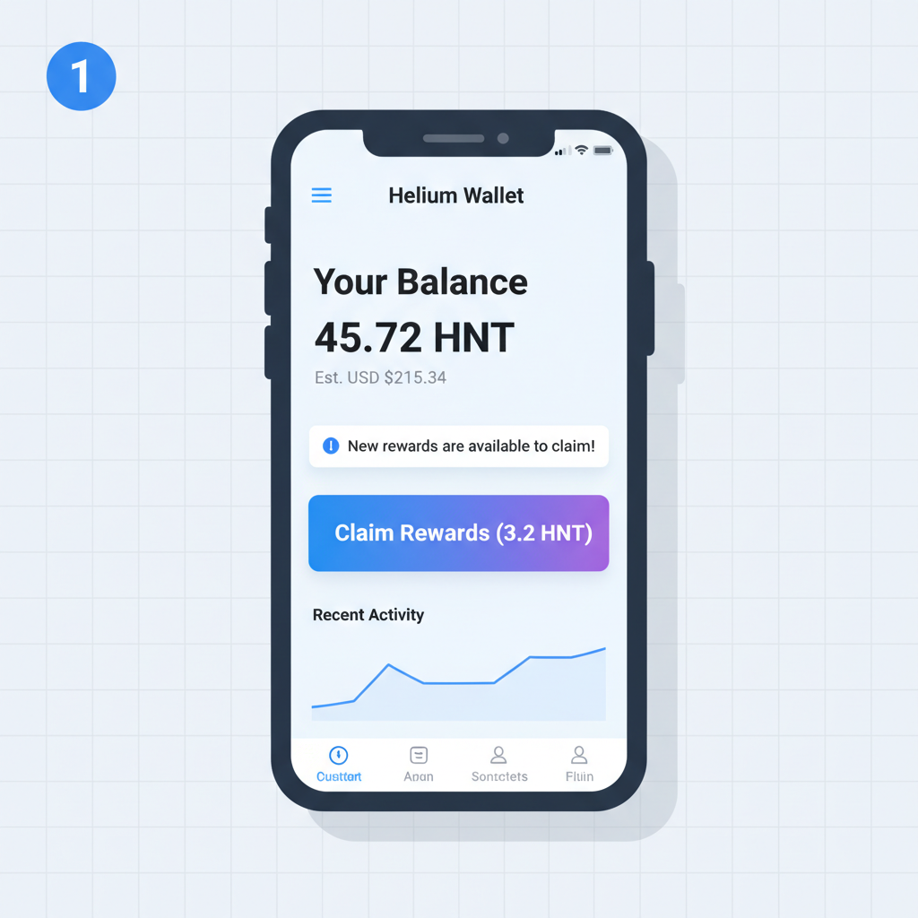 step-by-step claim button interface on Helium app with Solana wallet confirmation popup