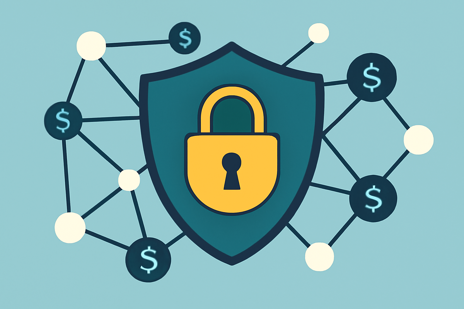 A stylized lock and shield overlaying a network of transactions, representing privacy and scalability in ZK Rollups.