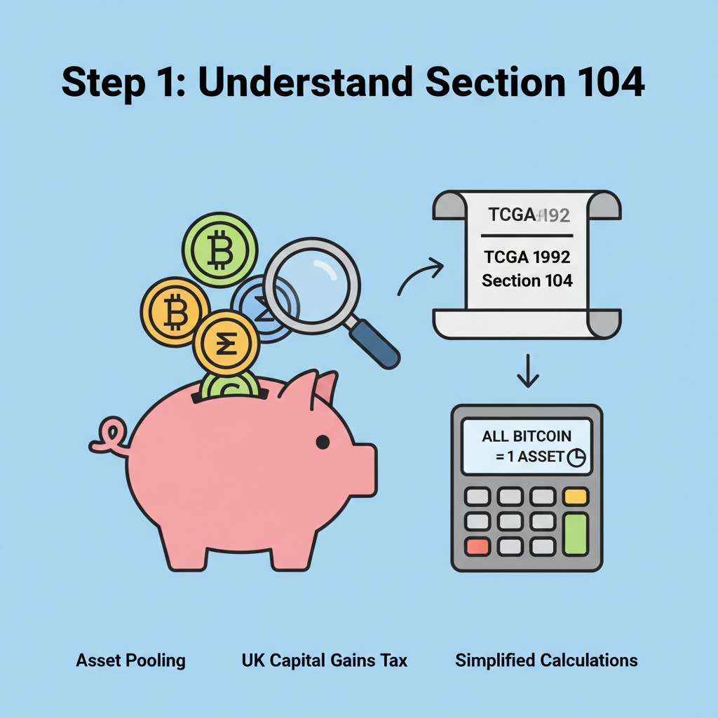 step-by-step calculator for Section 104 gain on crypto sale