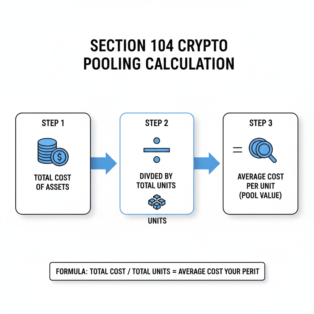 clean diagram of Section 104 crypto pooling calculation, total cost divided by units