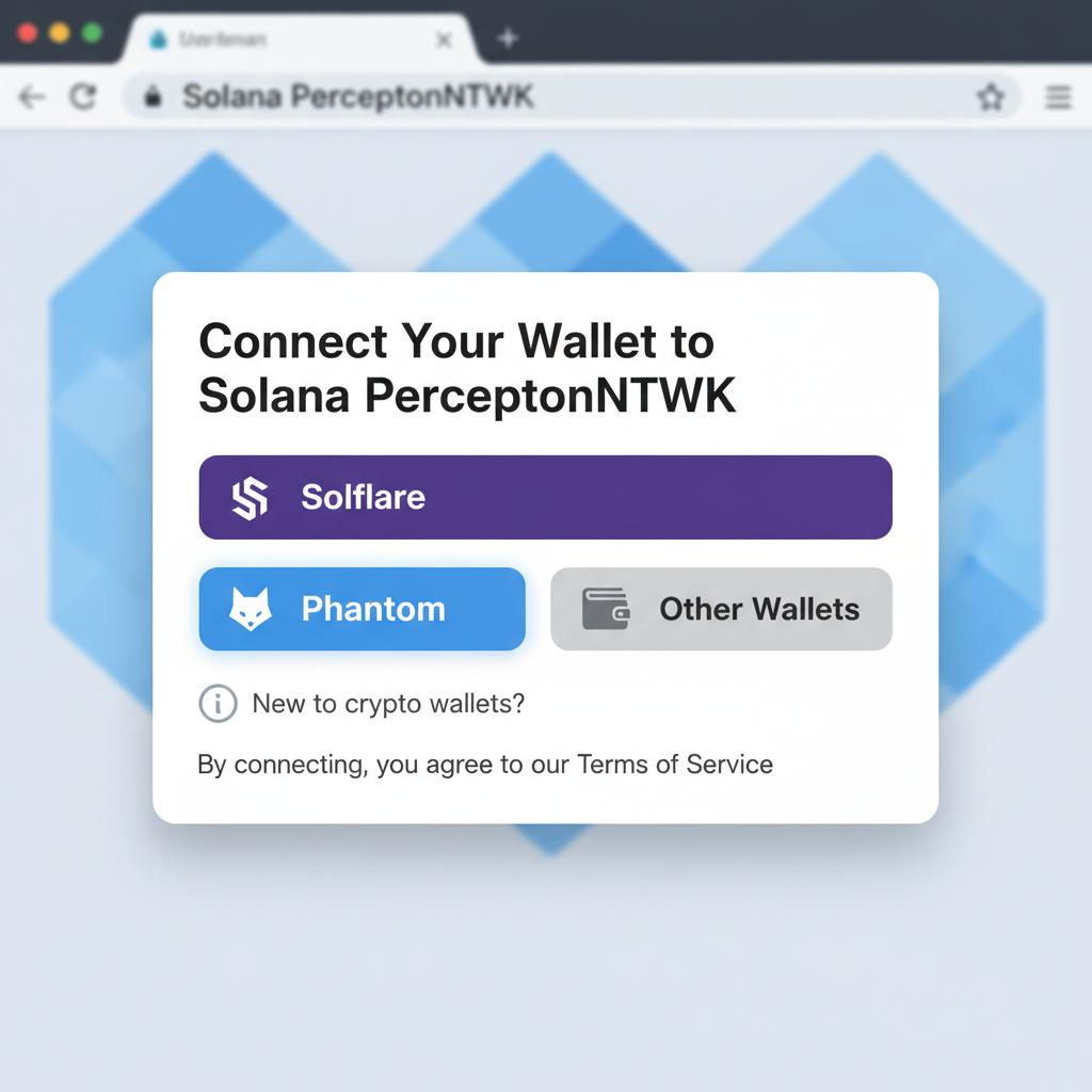 wallet connection popup in browser extension for Solana PerceptronNTWK