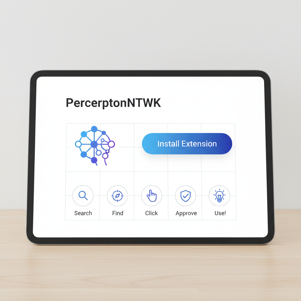 clean browser extension store page showing PerceptronNTWK install button