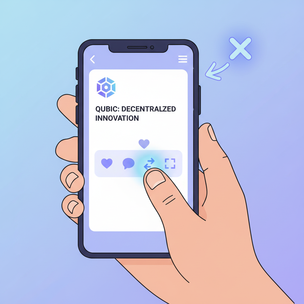 user liking reposting on X Twitter Qubic post, mobile screen