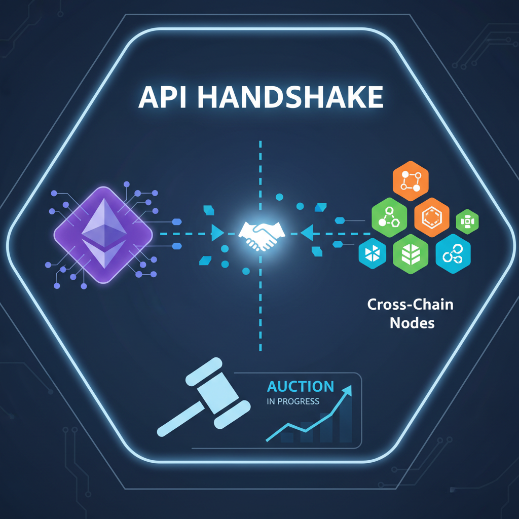 API handshake between Ethereum and cross-chain nodes in auction arena, digital arena