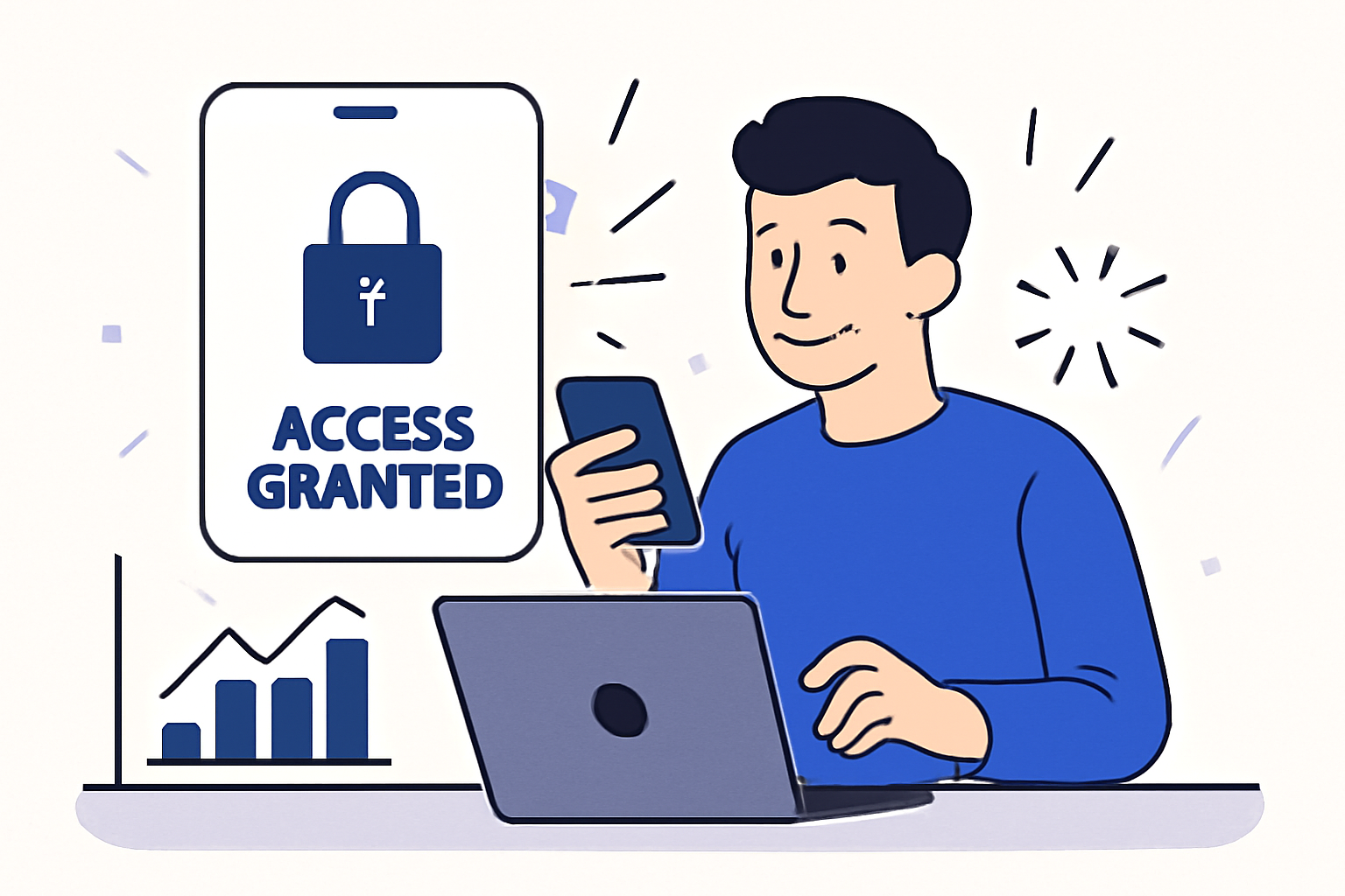 A user receiving access to a previously locked dApp feature or data, access granted message, celebratory but analytical style