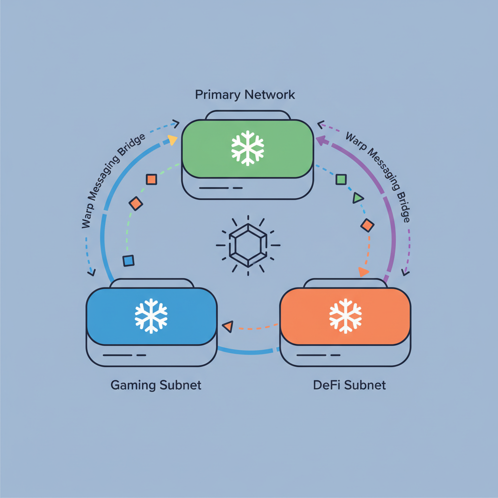 interconnected Avalanche subnets communicating via warp messaging bridges