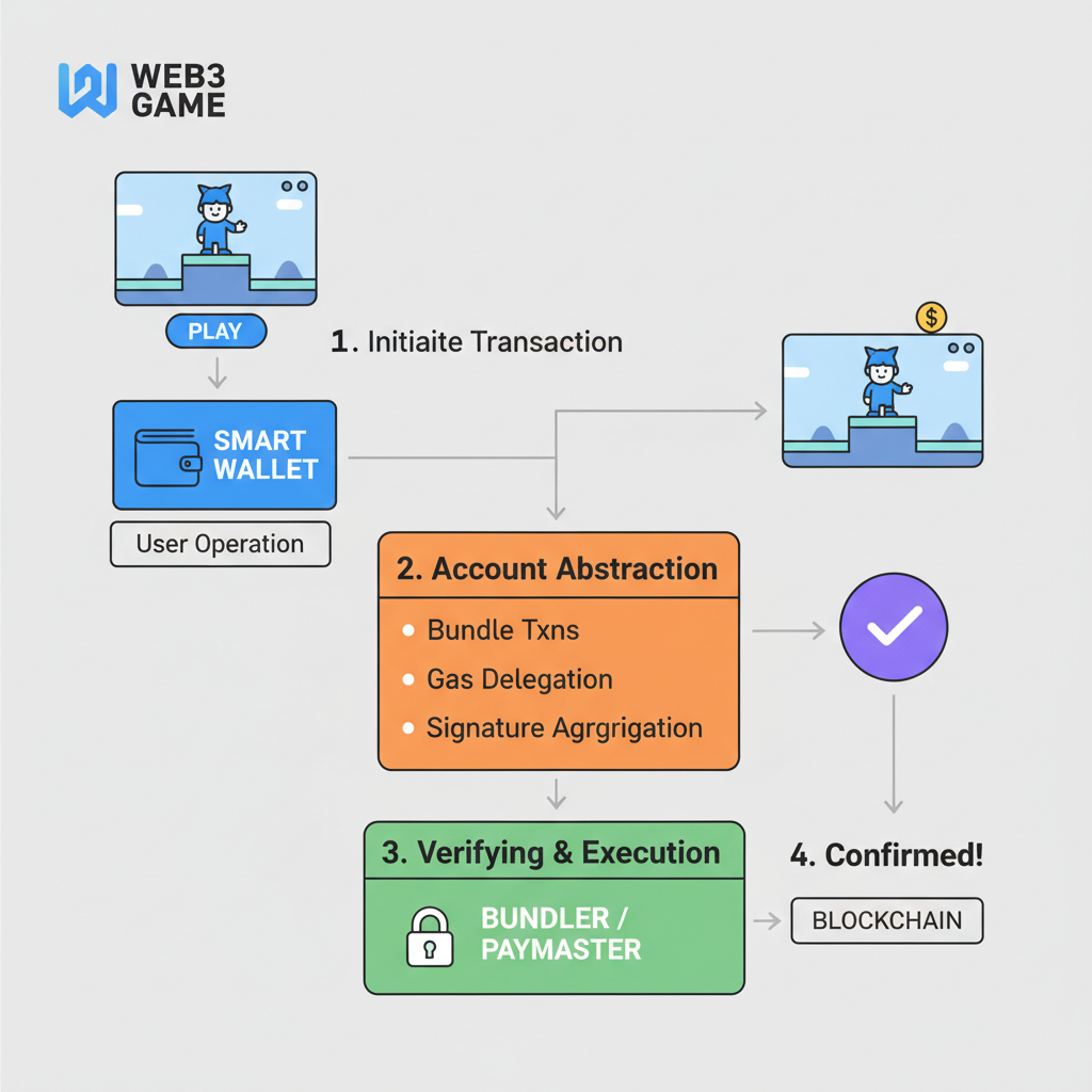 smart wallet integration web3 game UI, account abstraction flow diagram