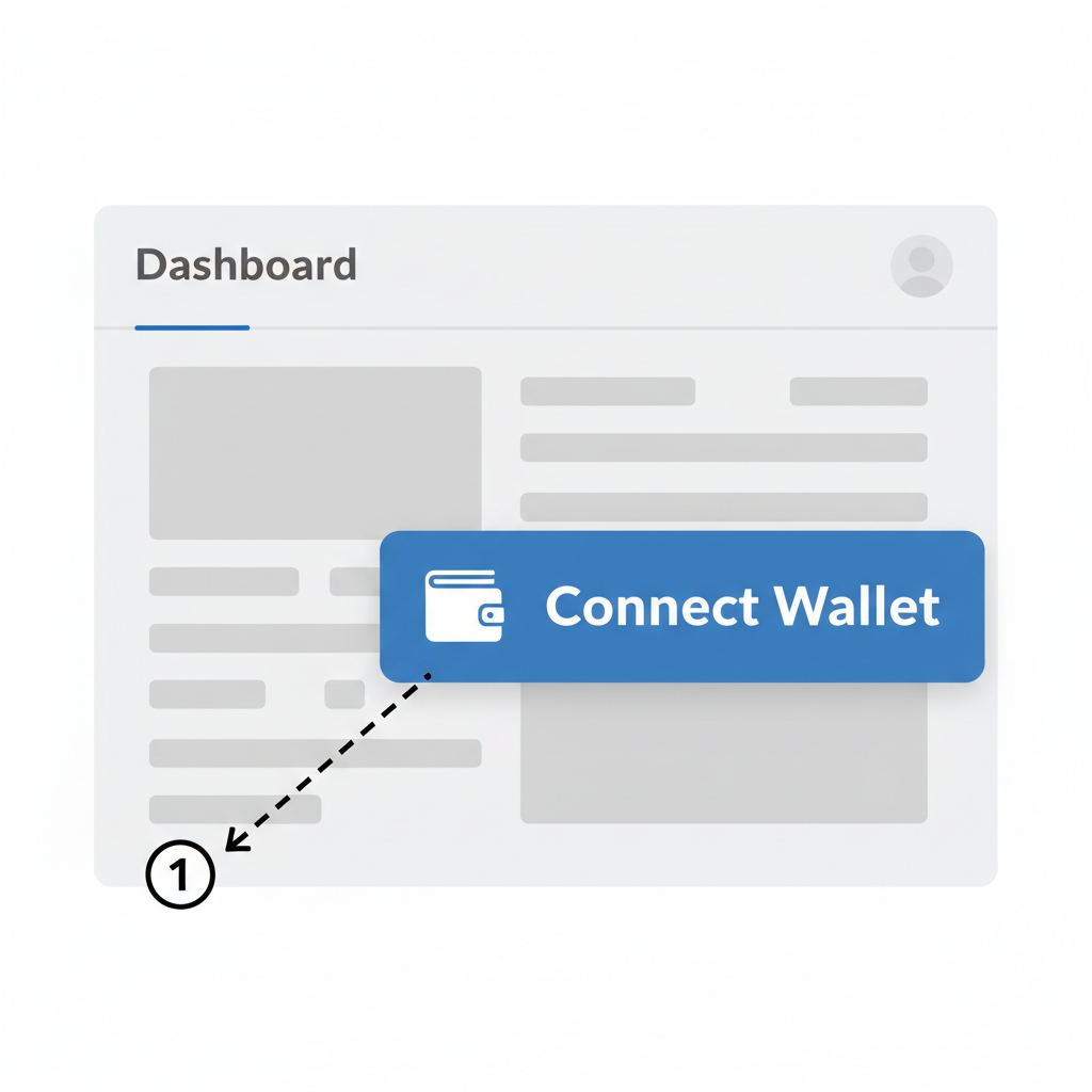 wallet connection button on web app dashboard