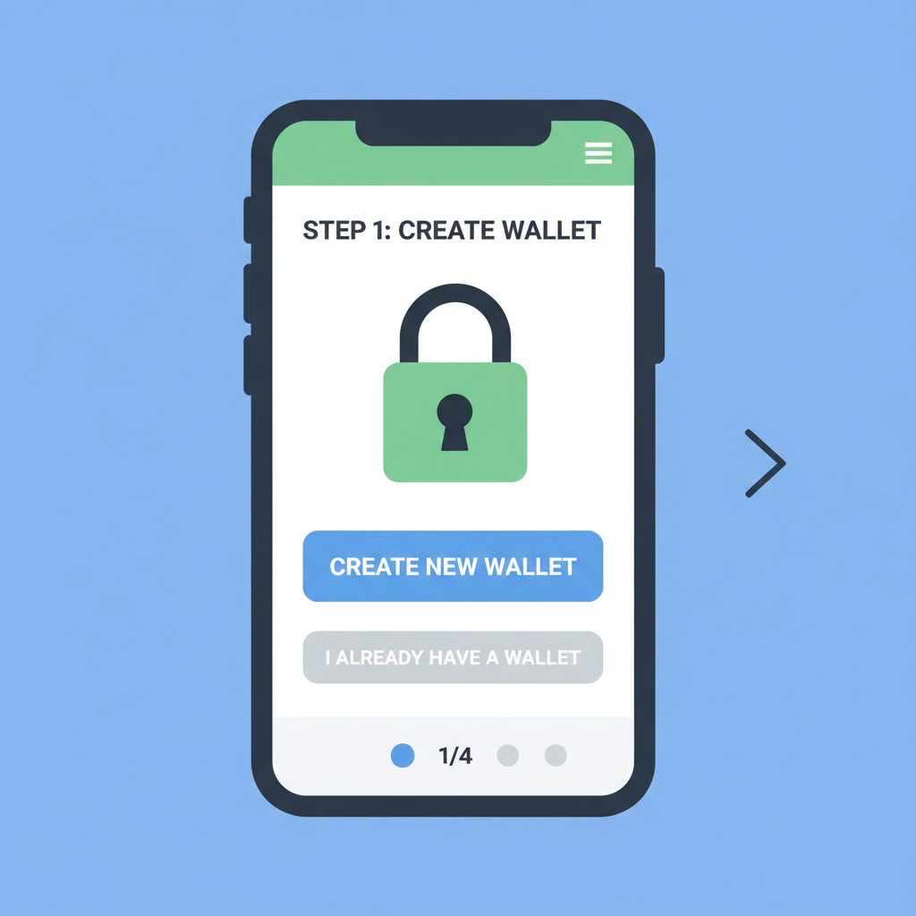smartphone screen showing crypto wallet setup interface
