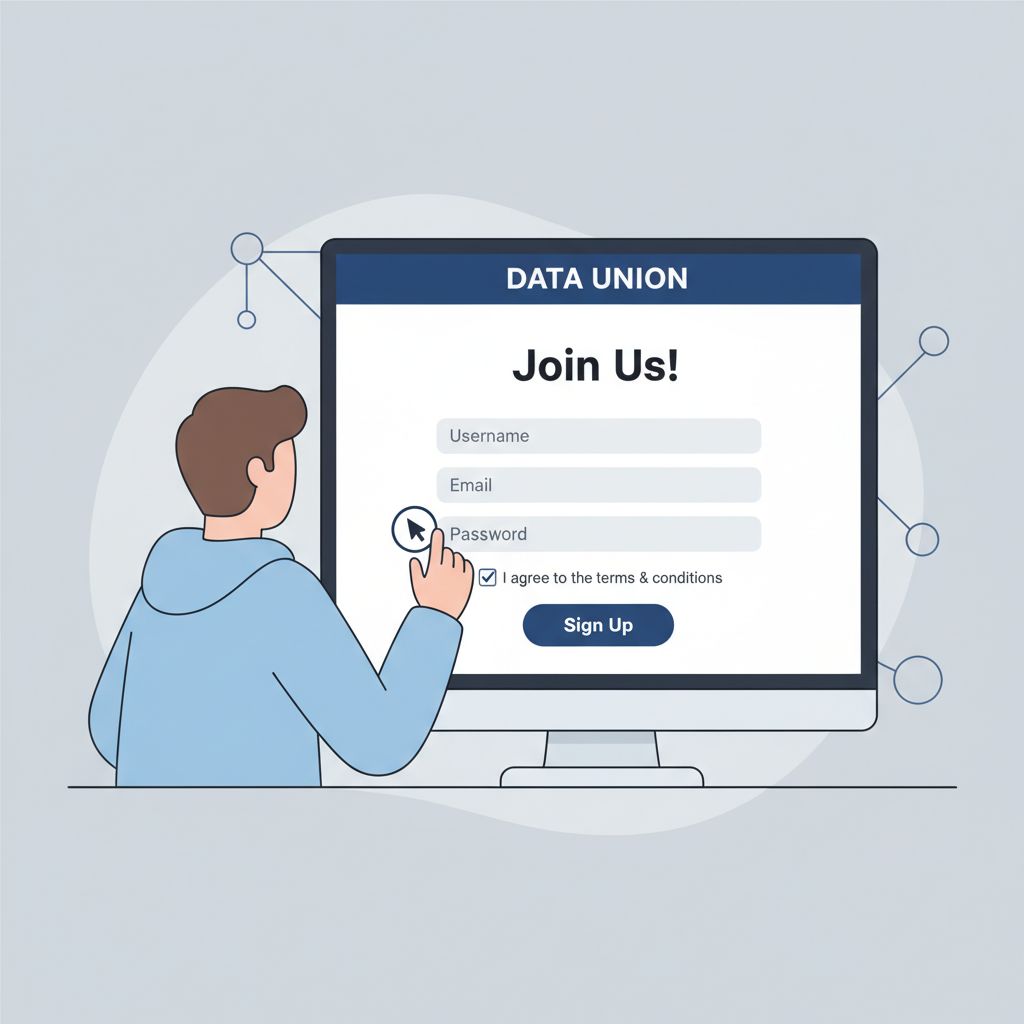 user filling out signup form on data union website