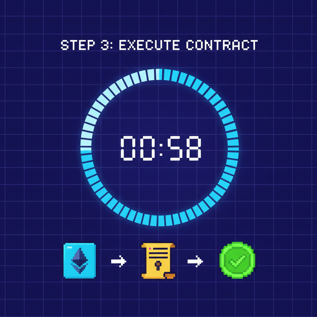 pixel art canvas with cooldown timer overlay, ethereum smart contract icons, vibrant pixels