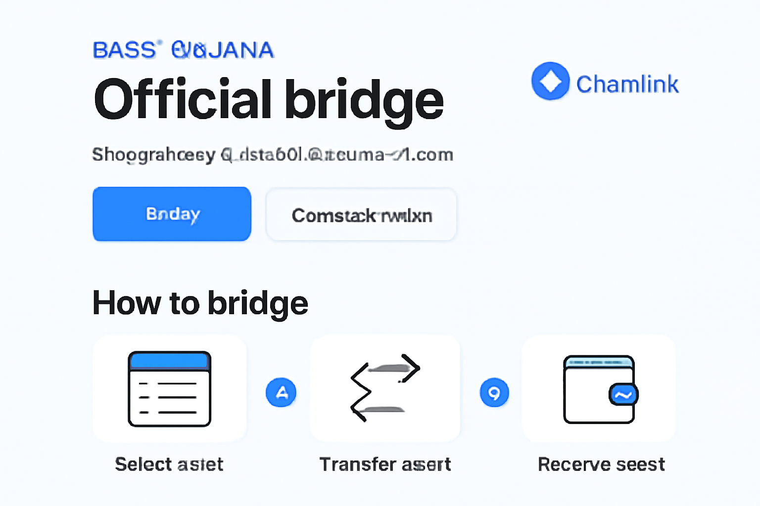 clean screenshot of Base-Solana official bridge homepage, modern UI, Chainlink logo