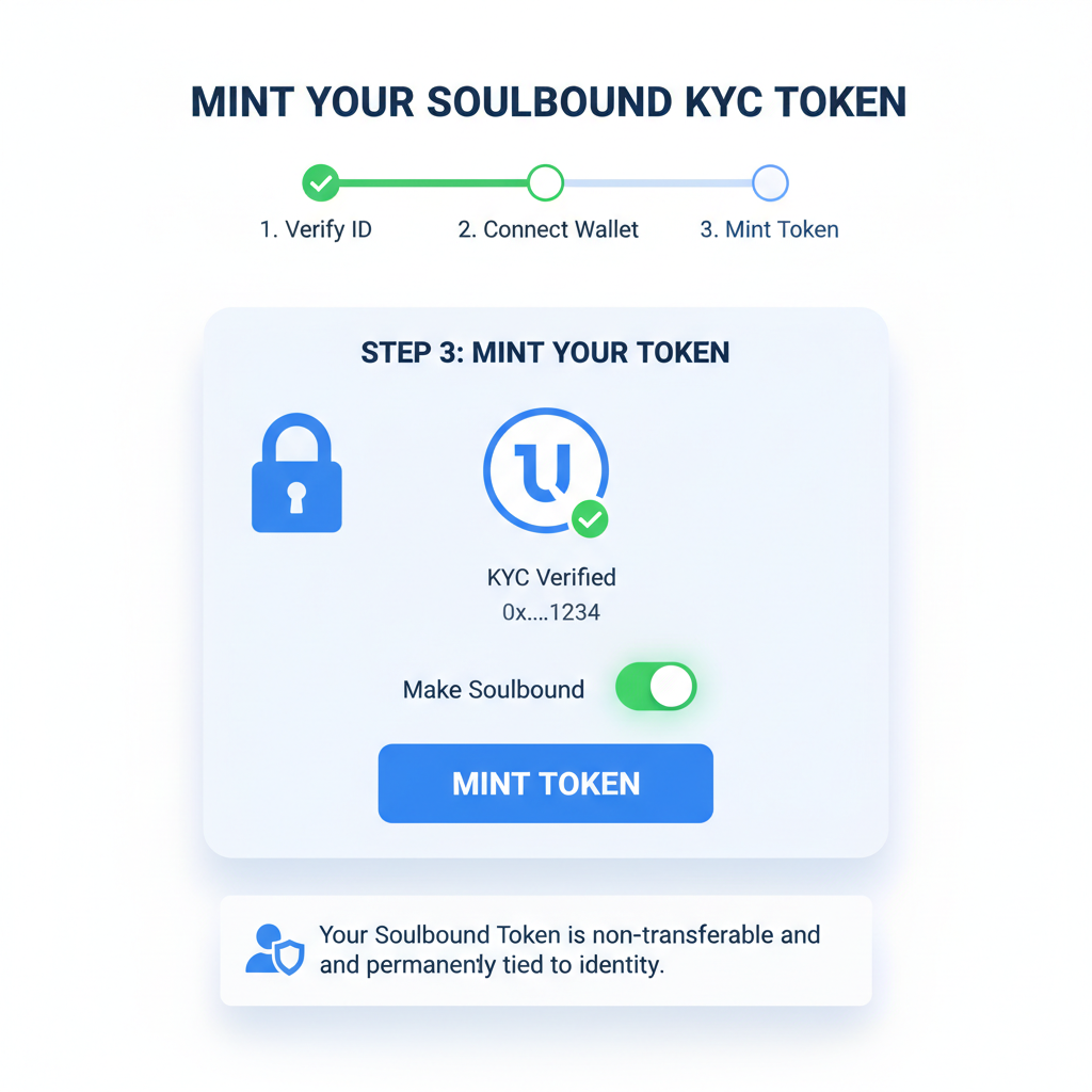 user interface for minting onchain KYC attestation soulbound token