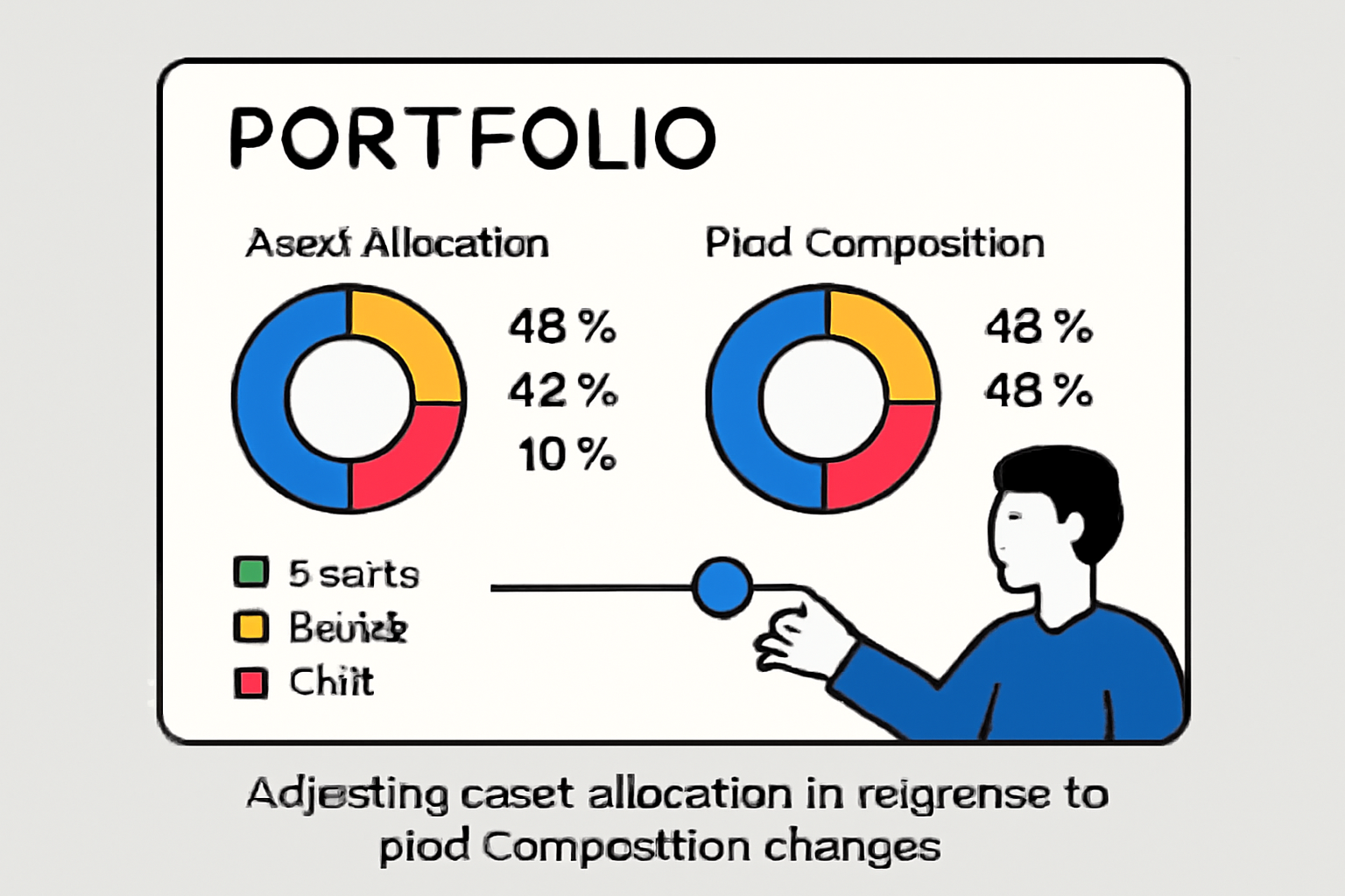 A portfolio management interface showing a user adjusting their asset allocation in response to pool composition changes.