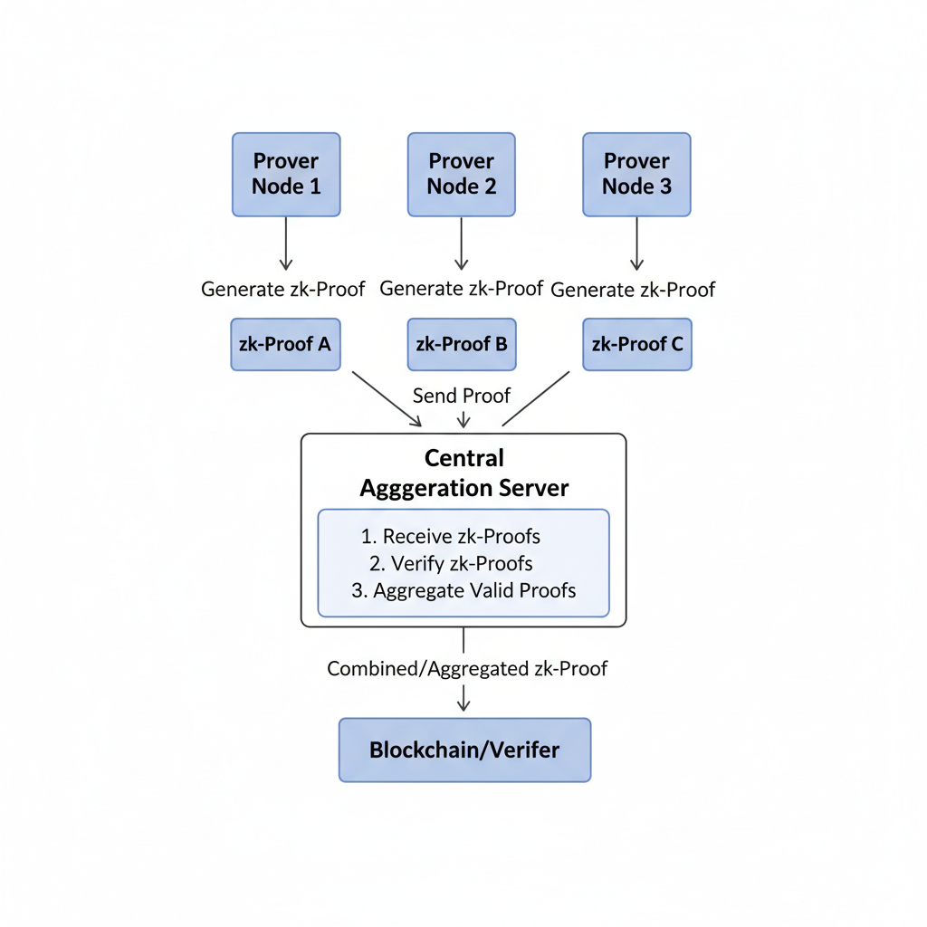 central server aggregating zk proofs from multiple nodes flowchart
