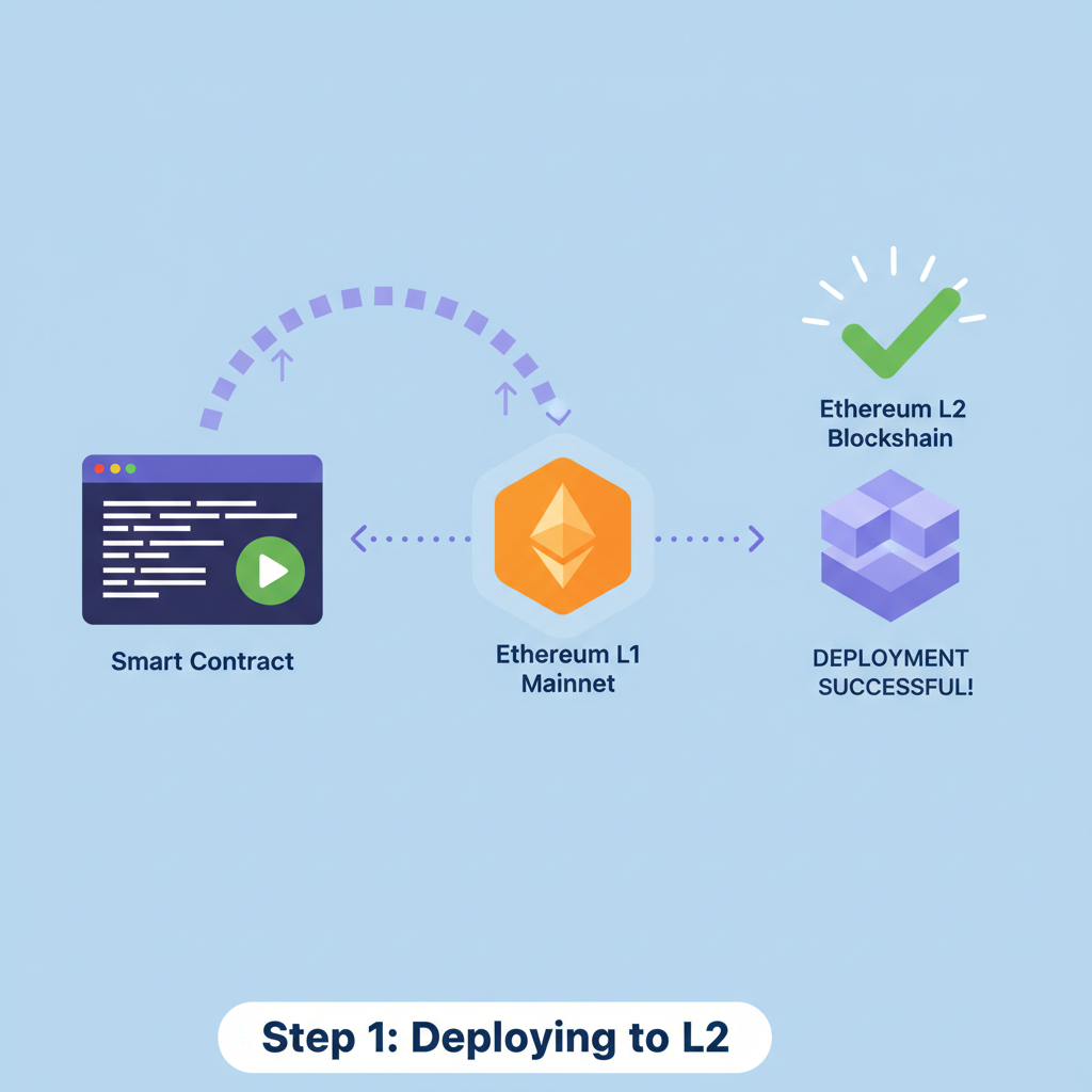 deploying smart contract to Ethereum L2 blockchain with success animation