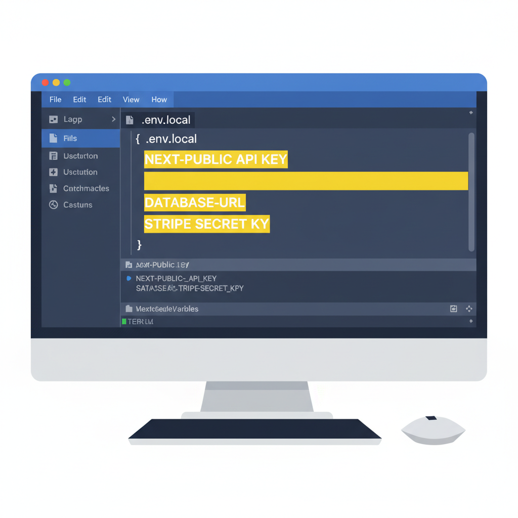 VS Code editor open with .env.local file, keys highlighted