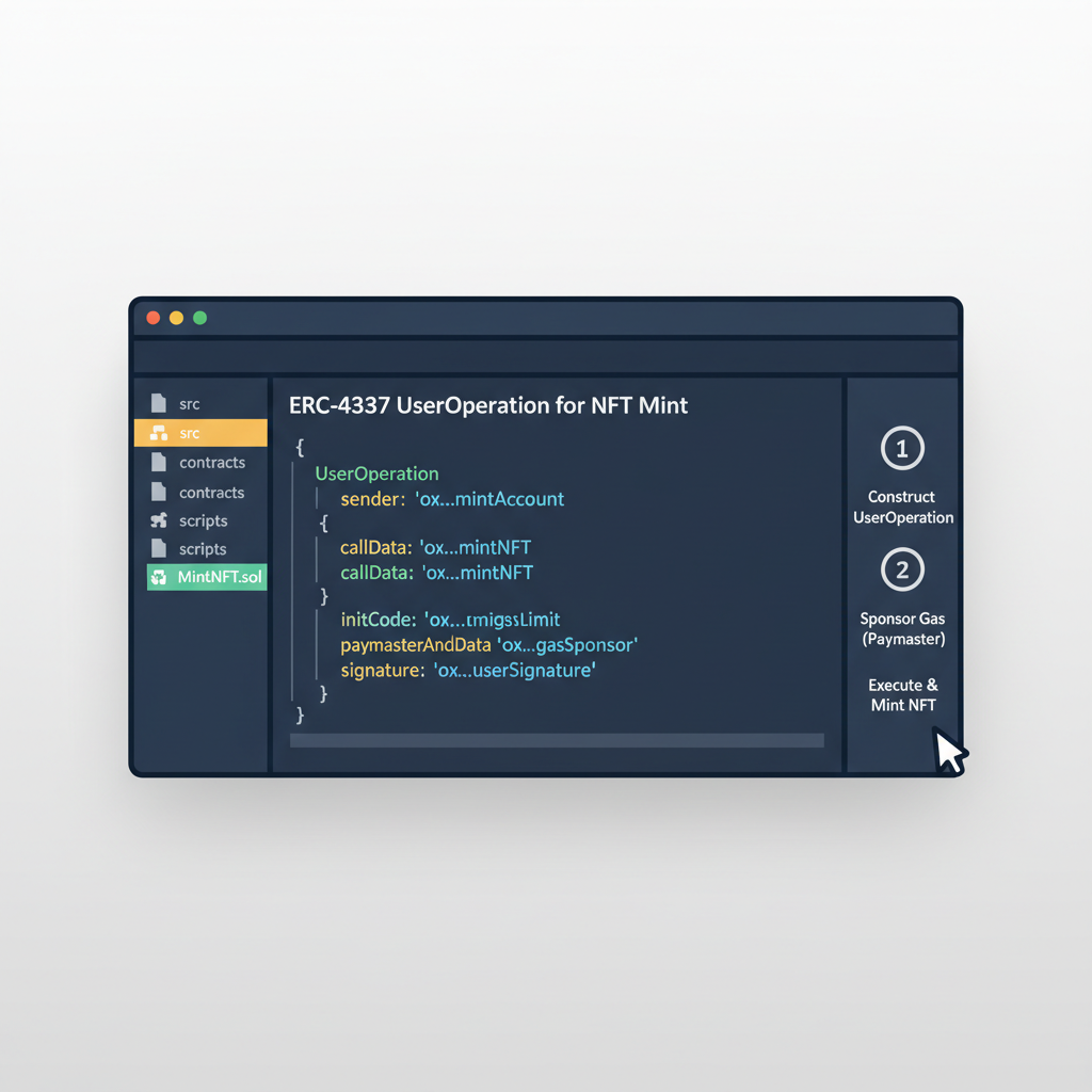 code editor with ERC-4337 UserOperation for NFT mint