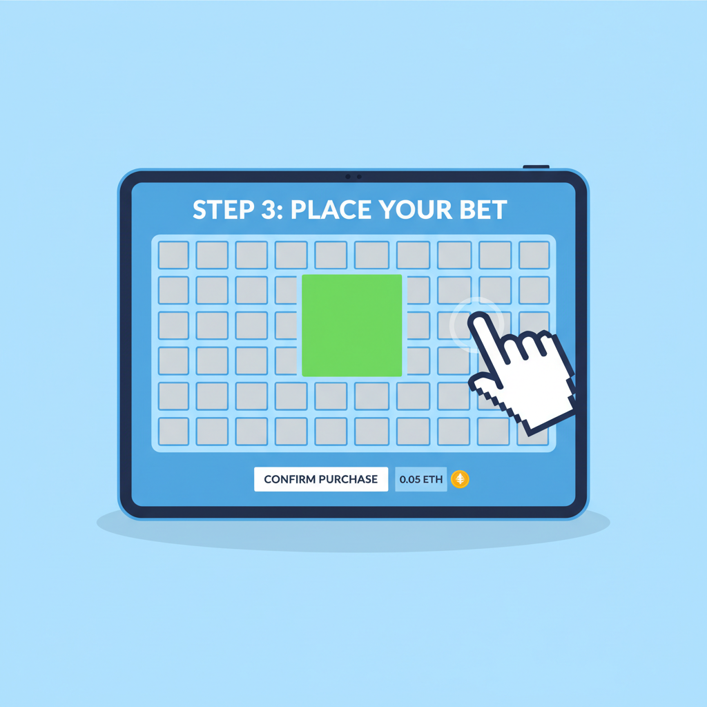 user clicking to buy square in on-chain betting grid interface