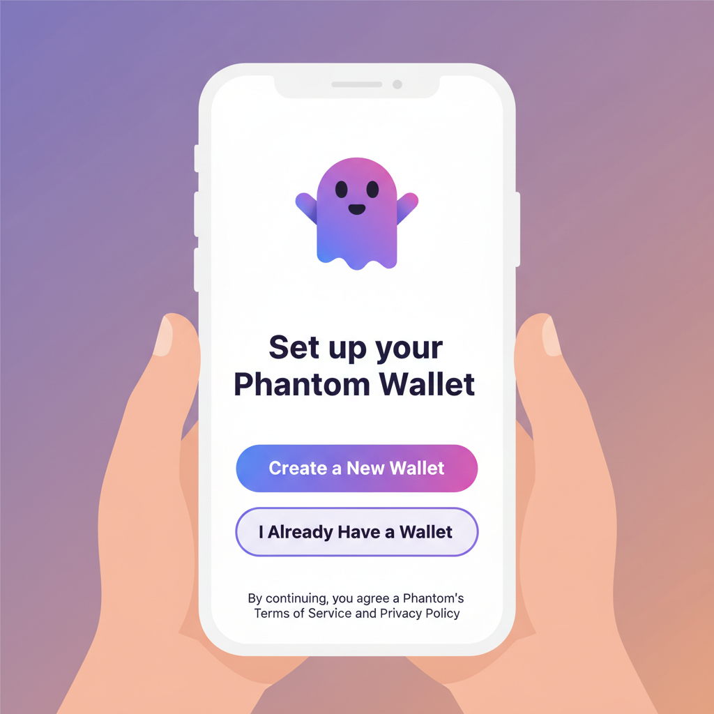 clean Solana Phantom wallet setup screen on mobile device