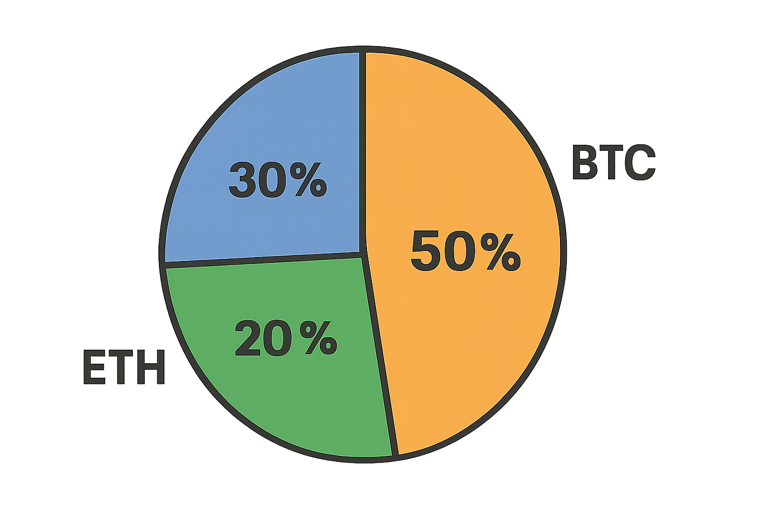 A pie chart or slider interface showing investment percentages allocated to BTC, ETH, and OKB.