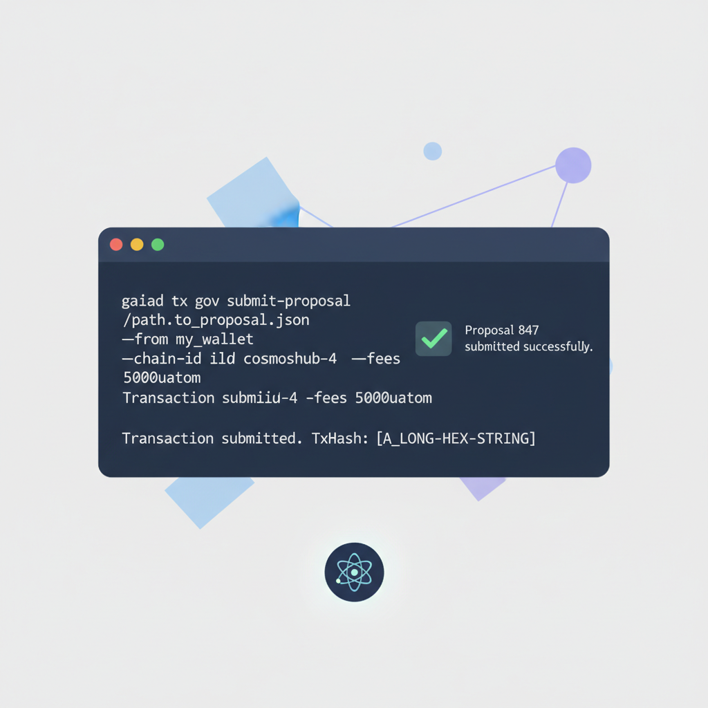 Terminal submitting Cosmos governance proposal transaction