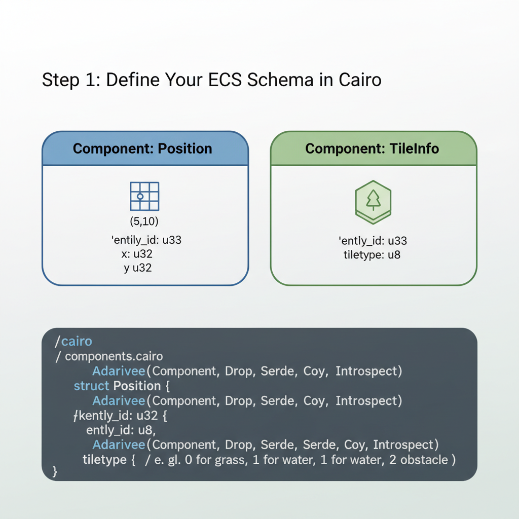 React useEntity hook for Tile query in Dojo game grid, code with ECS schema