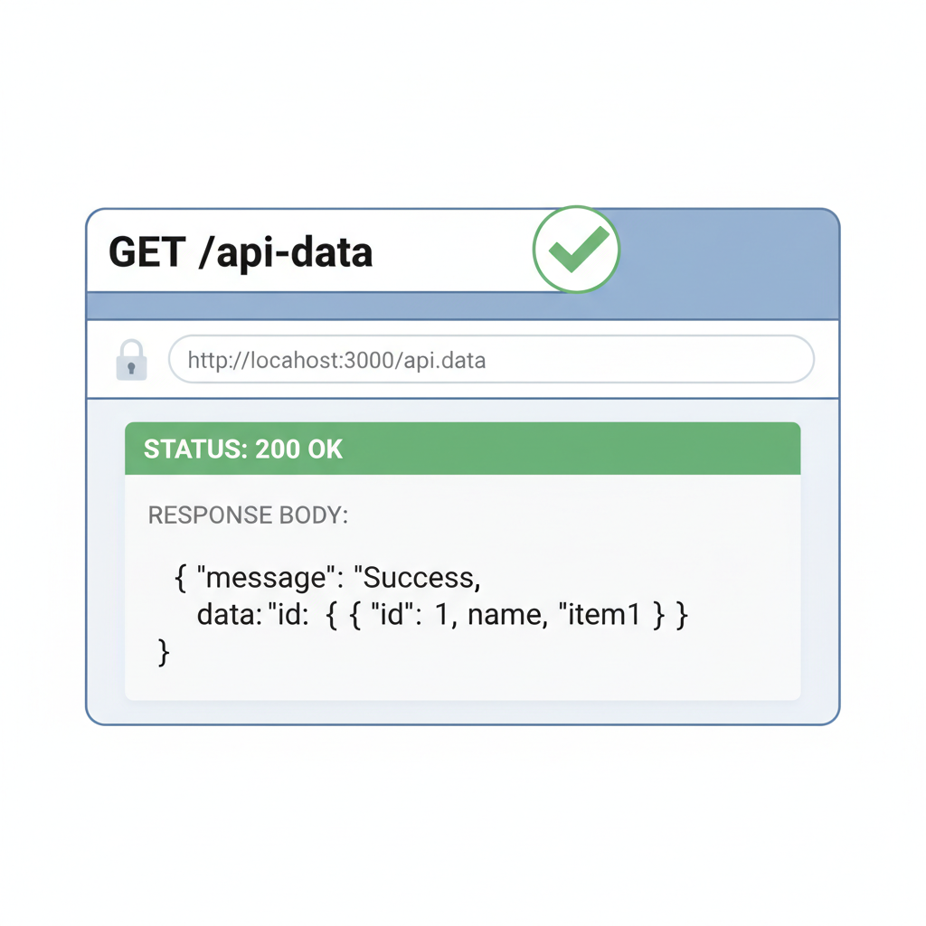 browser tab showing successful GET request to unprotected API route, green checkmark