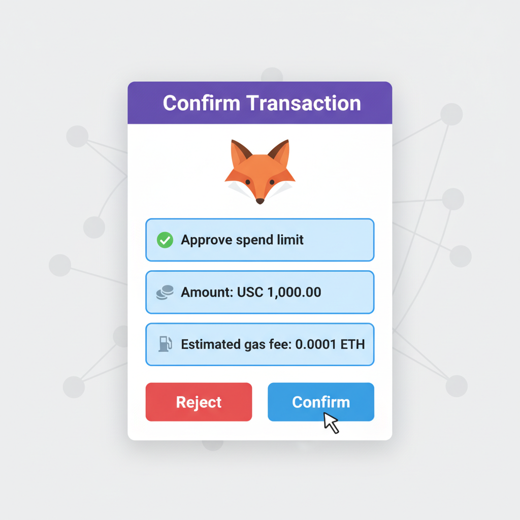 metamask popup approve usdc spend transaction details highlighted