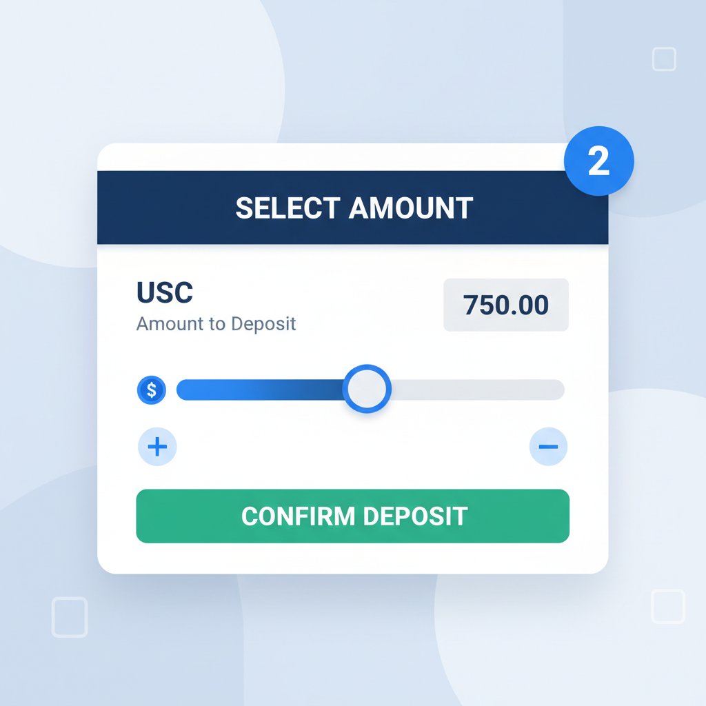 defi interface selecting usdc amount slider input field professional ui
