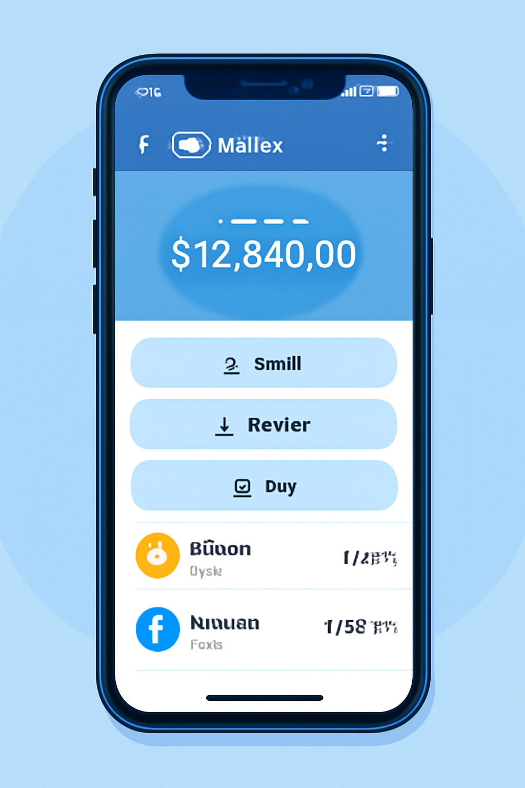smartphone displaying Telegram Wallet interface open, modern crypto app UI, blue tones