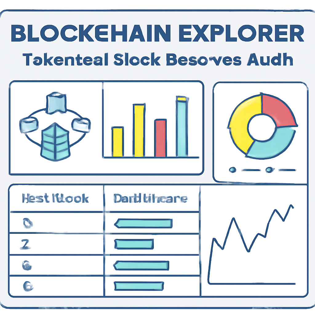 blockchain explorer dashboard showing tokenized stock reserves audit, charts data