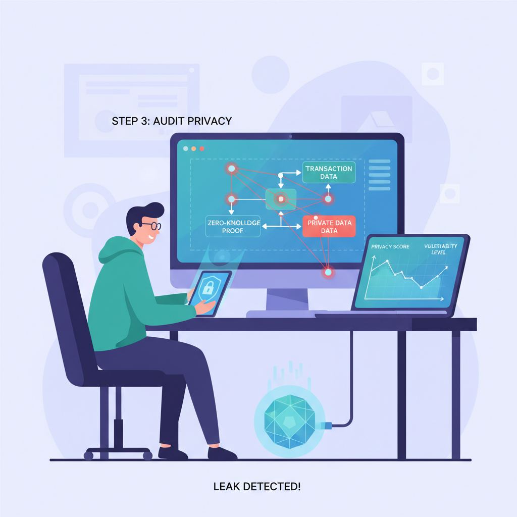 cybersecurity tester auditing blockchain privacy proofs with leak detection graphs